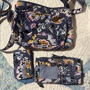 Vera Bradley Navy Floral Crossbody Bag Set